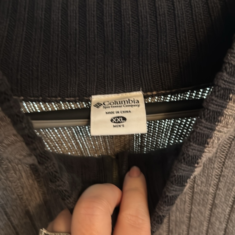 Columbia Gray XXL Ribbed Sweater Half Zip Pull Over GUC 100% Cotton - Picture 5 of 7